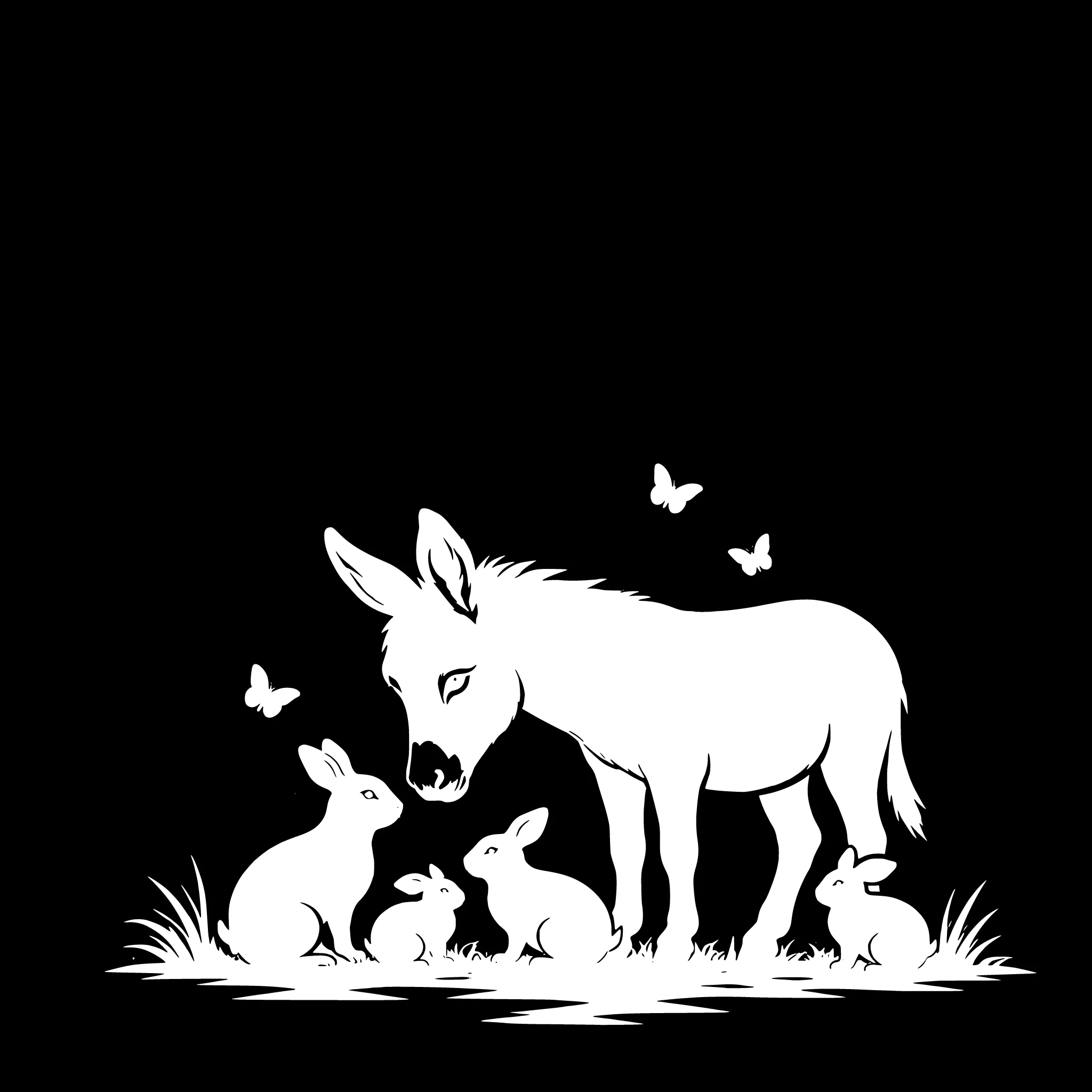 Esel mit Kaninchen – Einzelmotiv Aufkleber