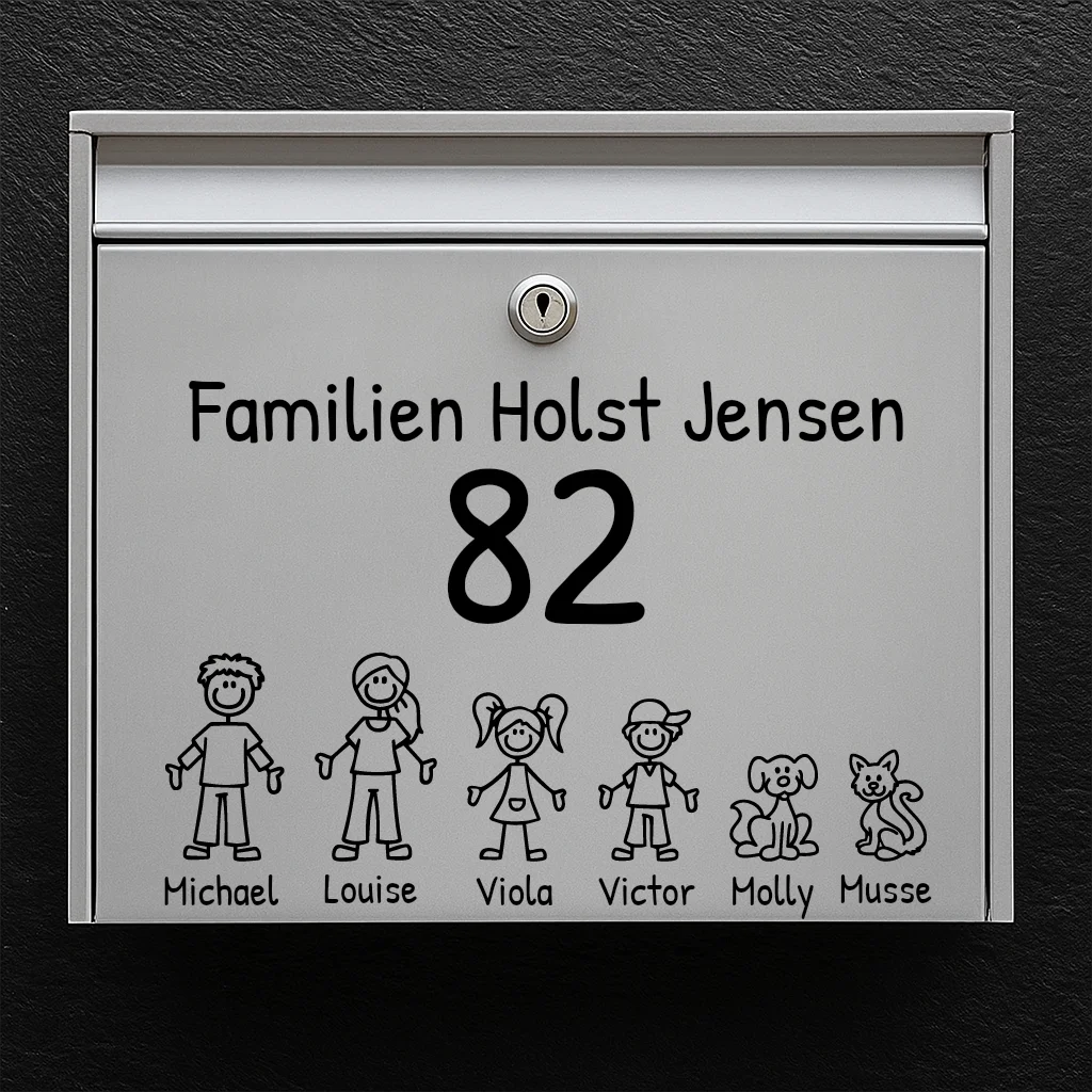 Postkassesticker – med figurer