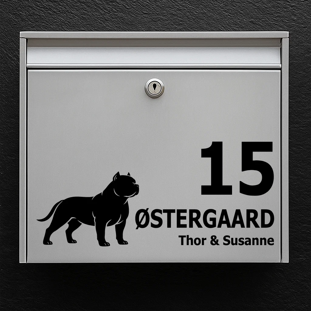Mailbox sticker with American Bully