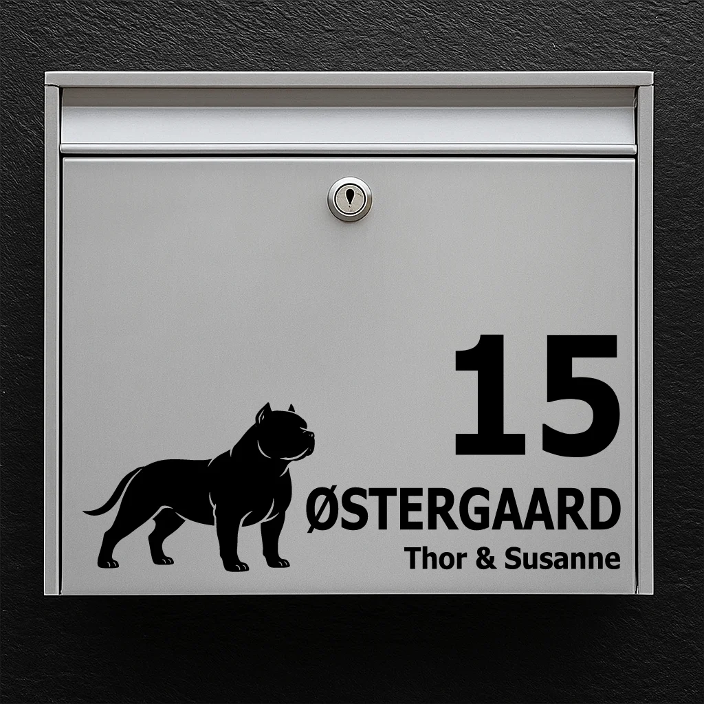 Postkassesticker med American Bully