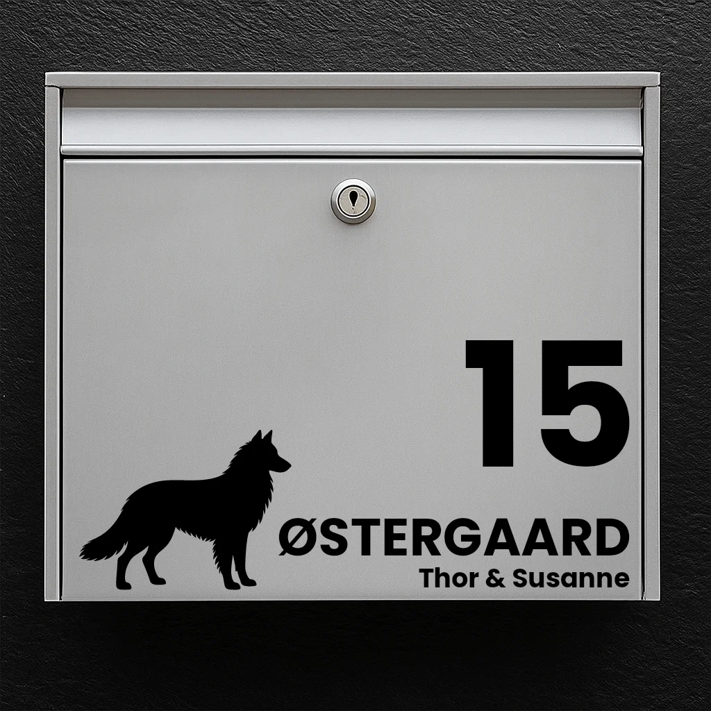 Postkassesticker med Belgisk hyrdehund (Tervueren)