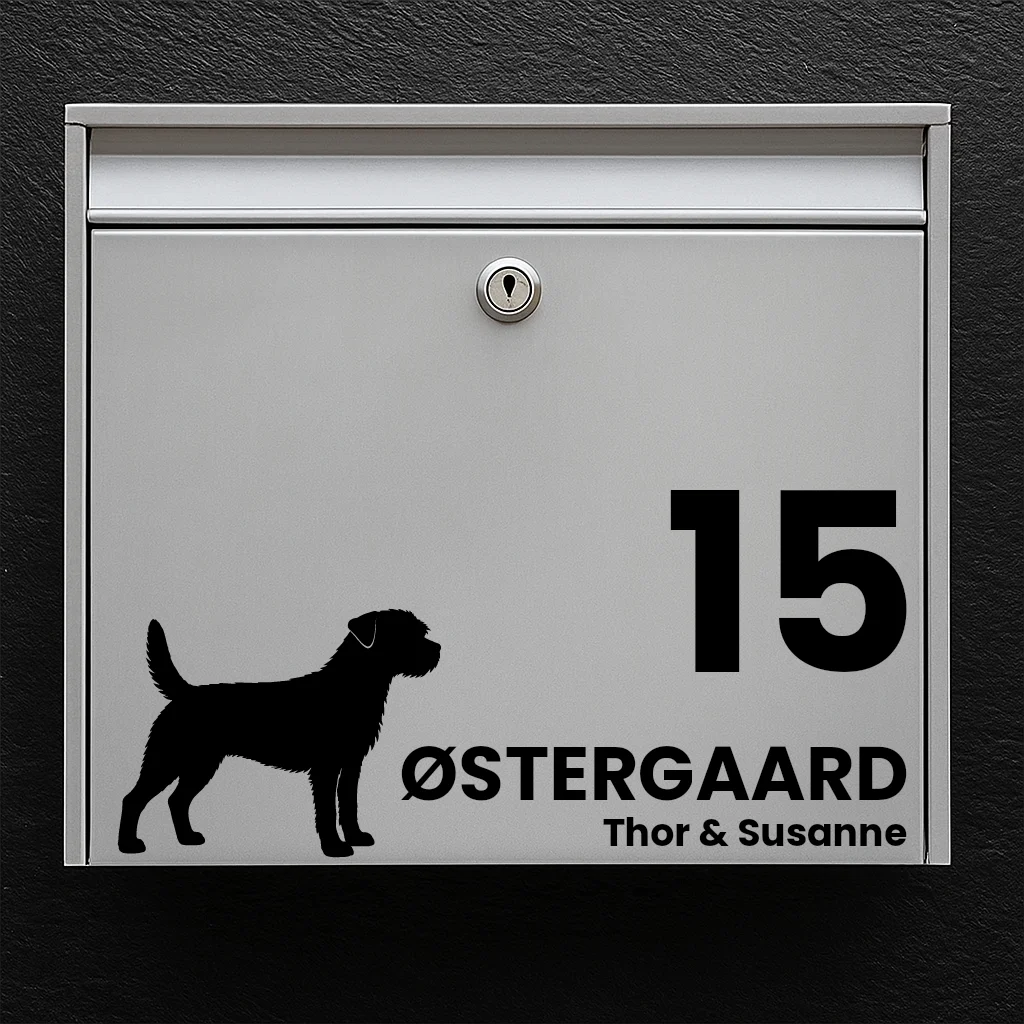 Postkassesticker med Border Terrier