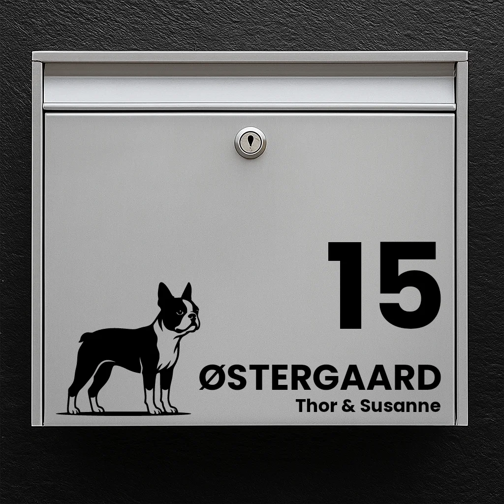 Postkassesticker med Boston Terrier