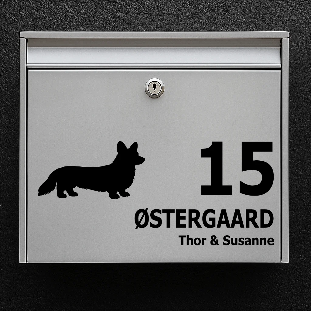 Mailbox sticker with Cardigan Welsh Corgi