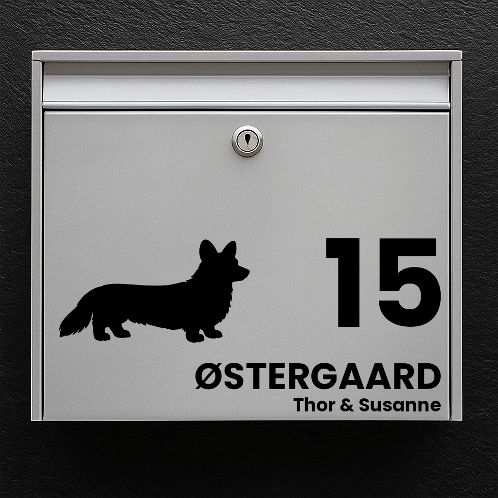 Postkassesticker med Cardigan Welsh Corgi