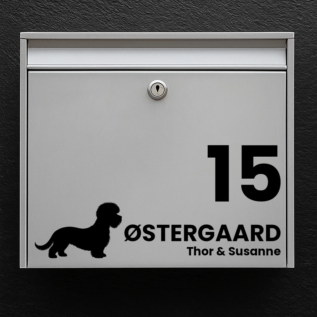 Briefkastenaufkleber mit Dandie Dinmont Terrier