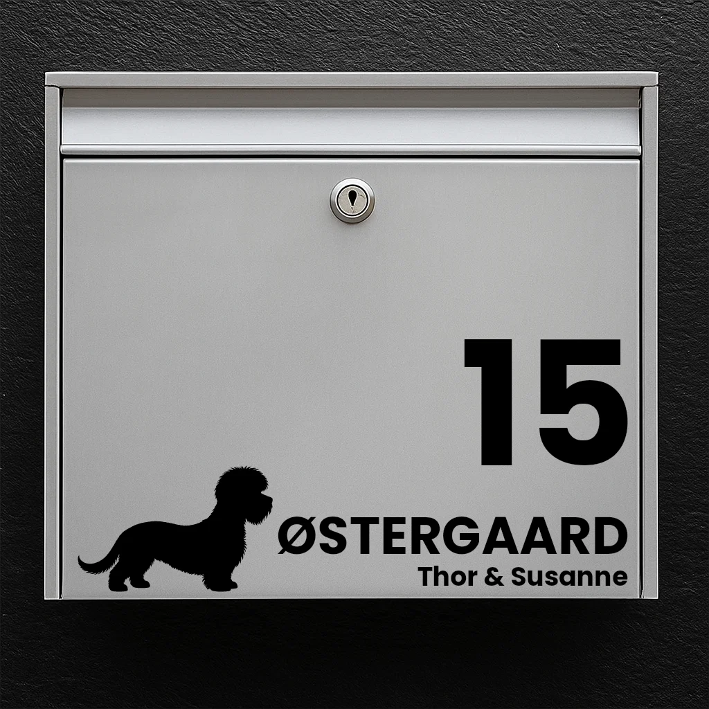 Postkassesticker med Dandie Dinmont Terrier
