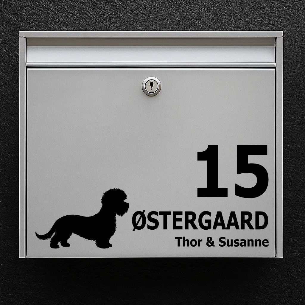 Postkassesticker med Dandie Dinmont Terrier