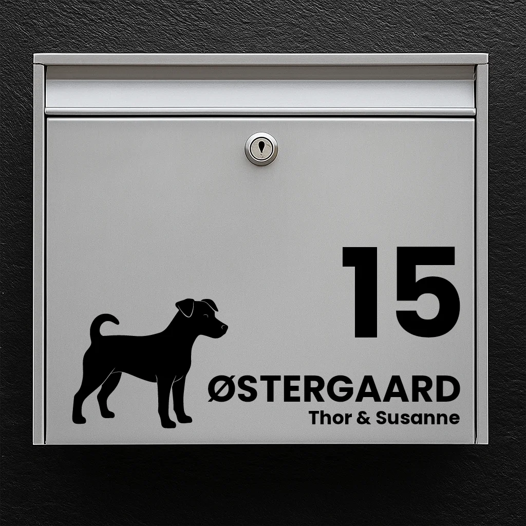 Mailbox sticker with Danish-Swedish Farmdog
