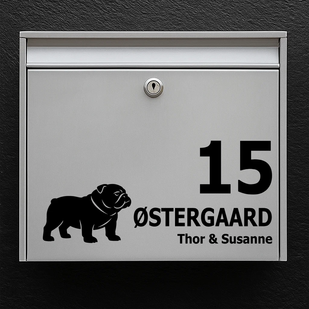 Mailbox sticker with English Bulldog