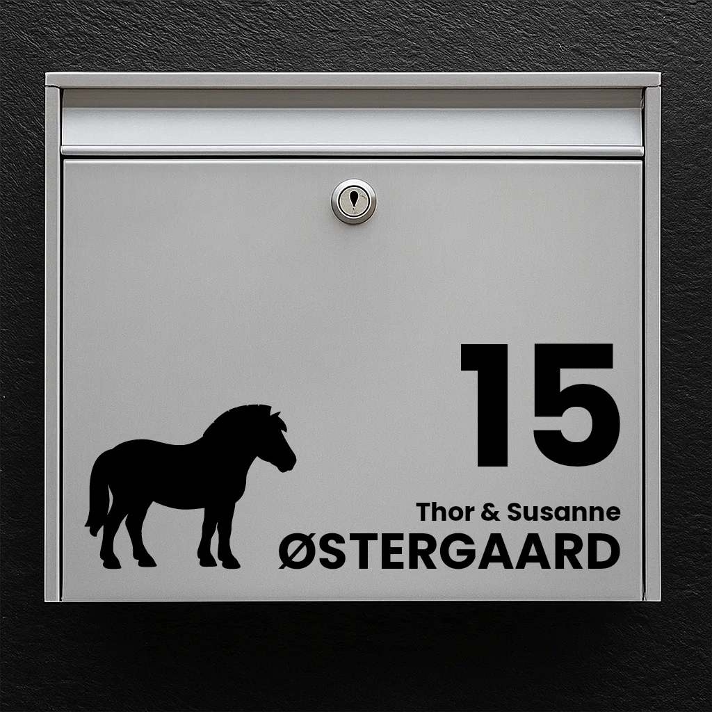 Postkassesticker med Fjordhest