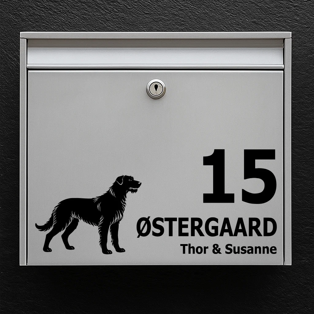 Postkassesticker med amerikansk Irsk ulvehund