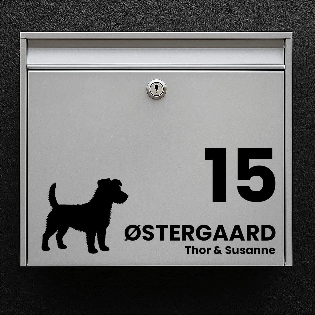 Mailbox sticker with Rough-coated Jack Russell Terrier