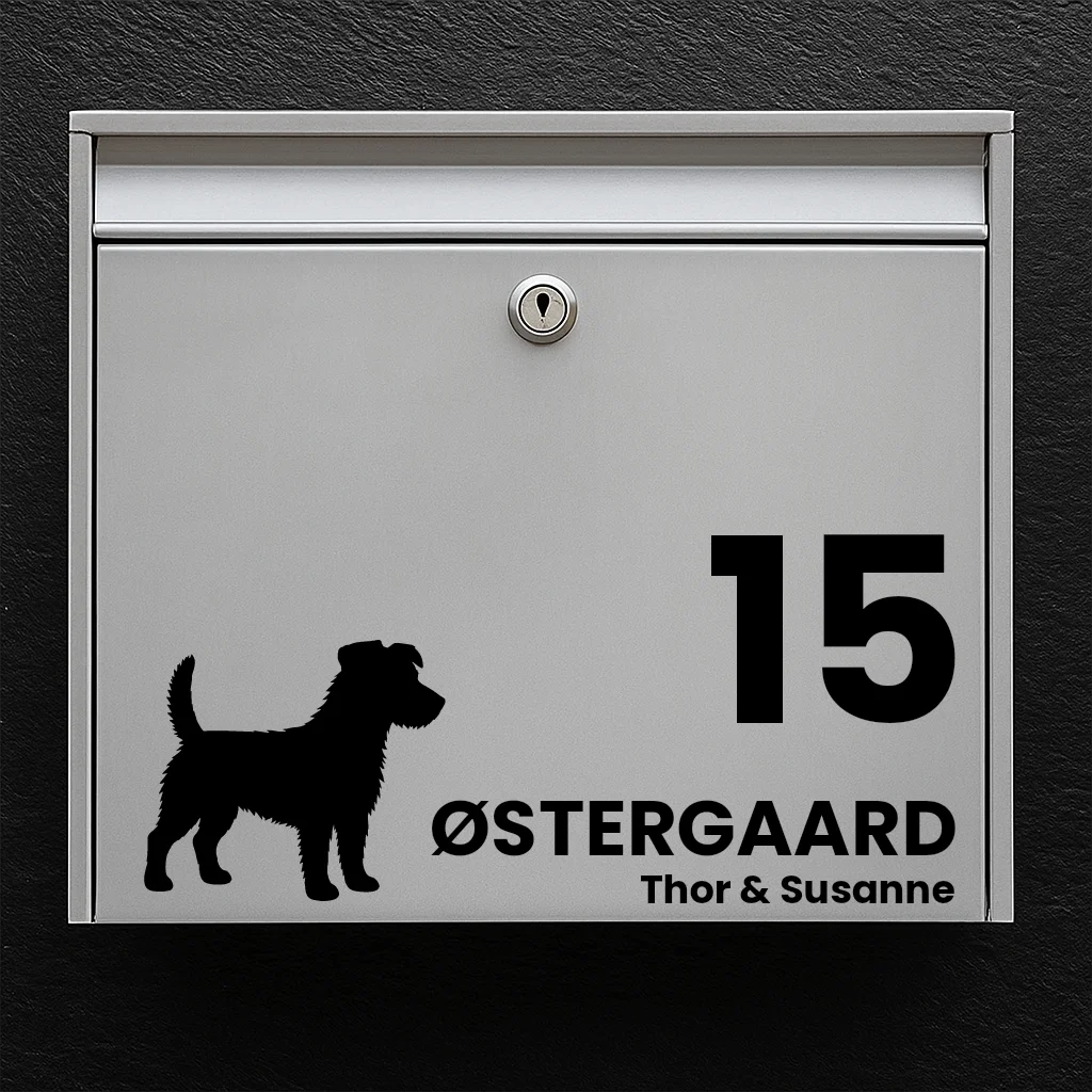 Postkassesticker med Jack russel terrier, ruhåret