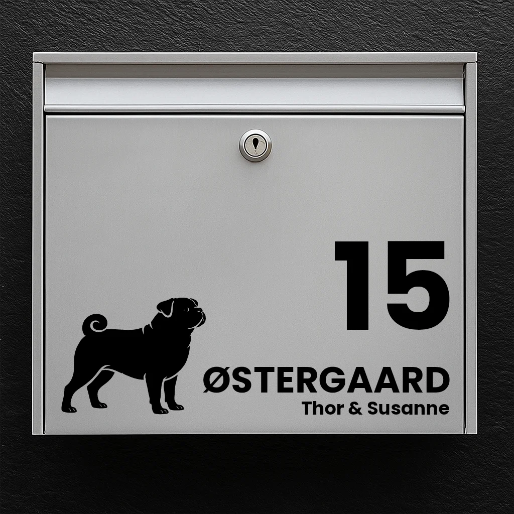 Mailbox sticker with Pug