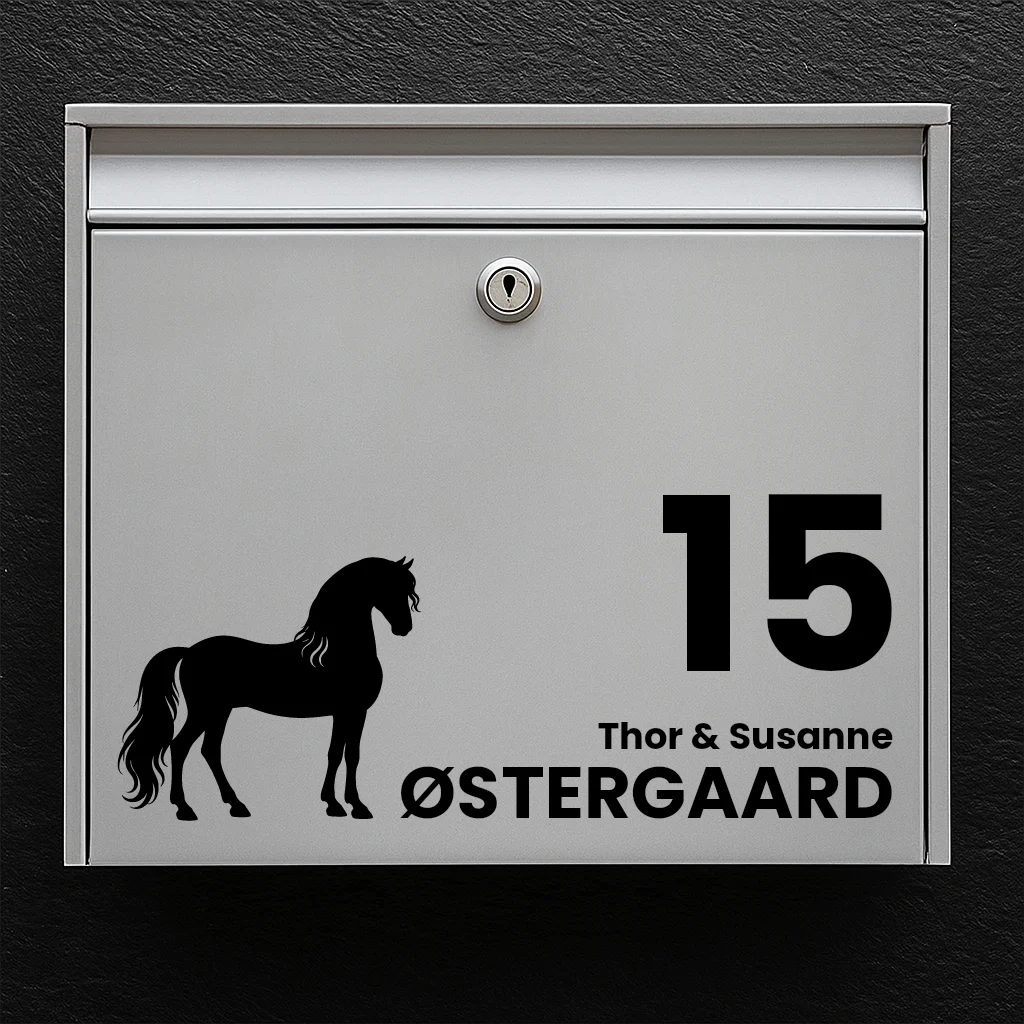 Postkassesticker med PRE/Andalusier