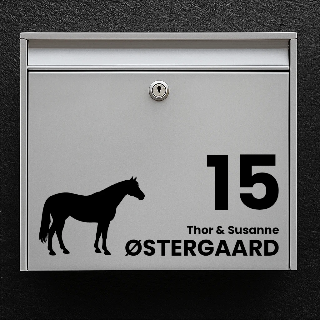 Postkassesticker med Pinto