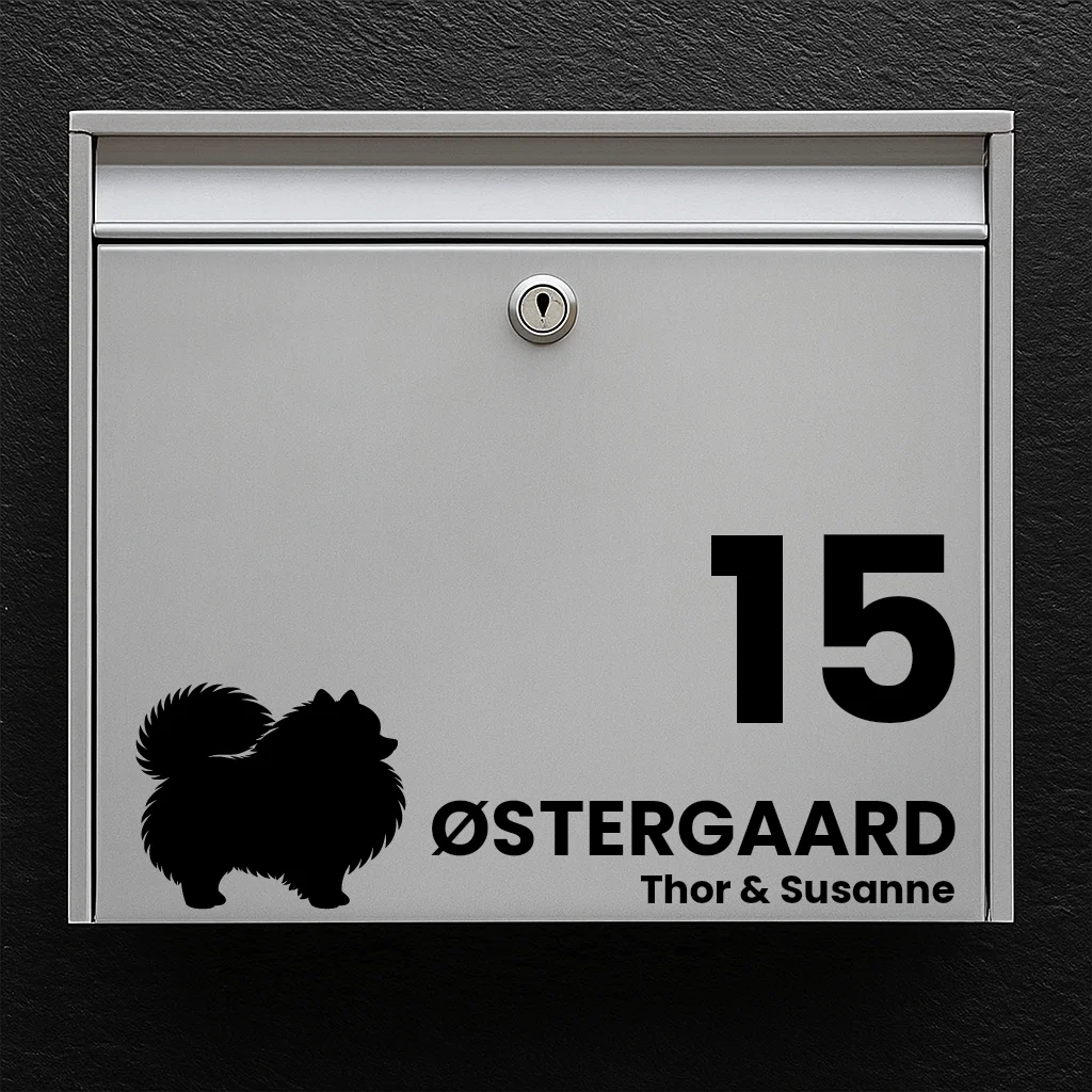 Postkassesticker med Pomeranian