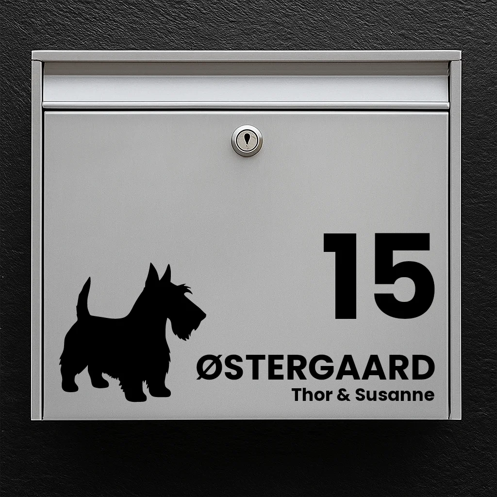 Postkassesticker med Scottish Terrier