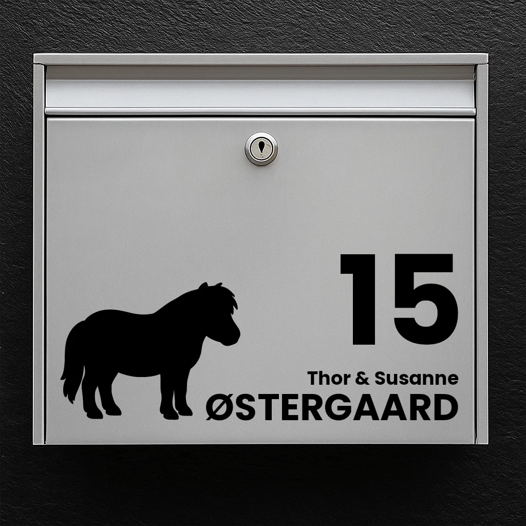 Postkassesticker med Shetlandspony