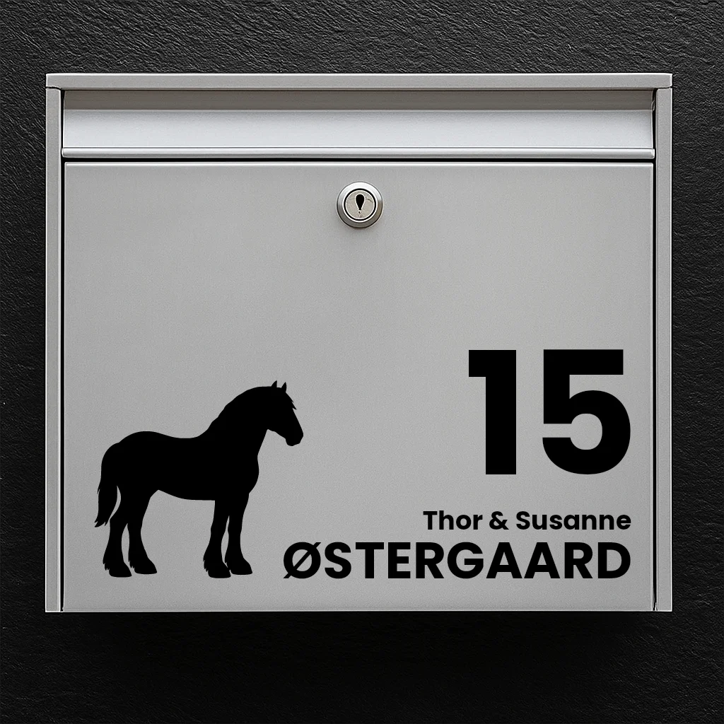 Postkassesticker med Shire hest