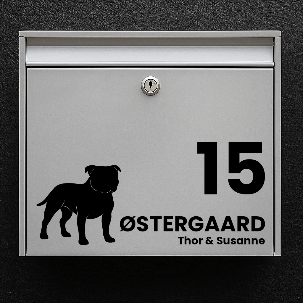 Brievenbussticker met Staffordshire Bull Terrier 