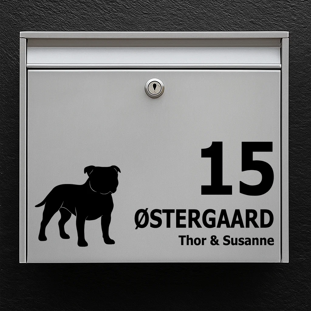 Mailbox sticker with Staffordshire Bull Terrier