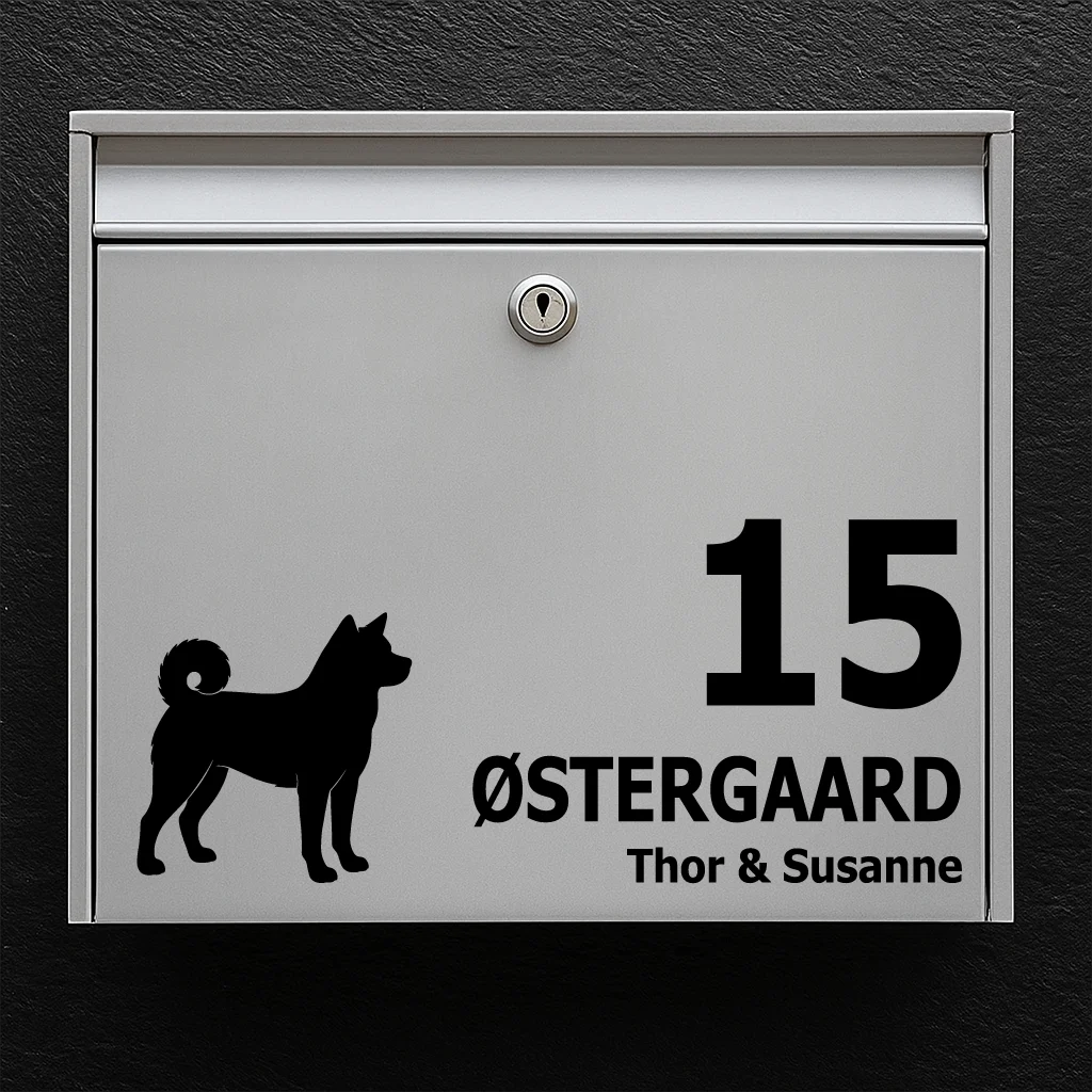Postkassesticker med Akita