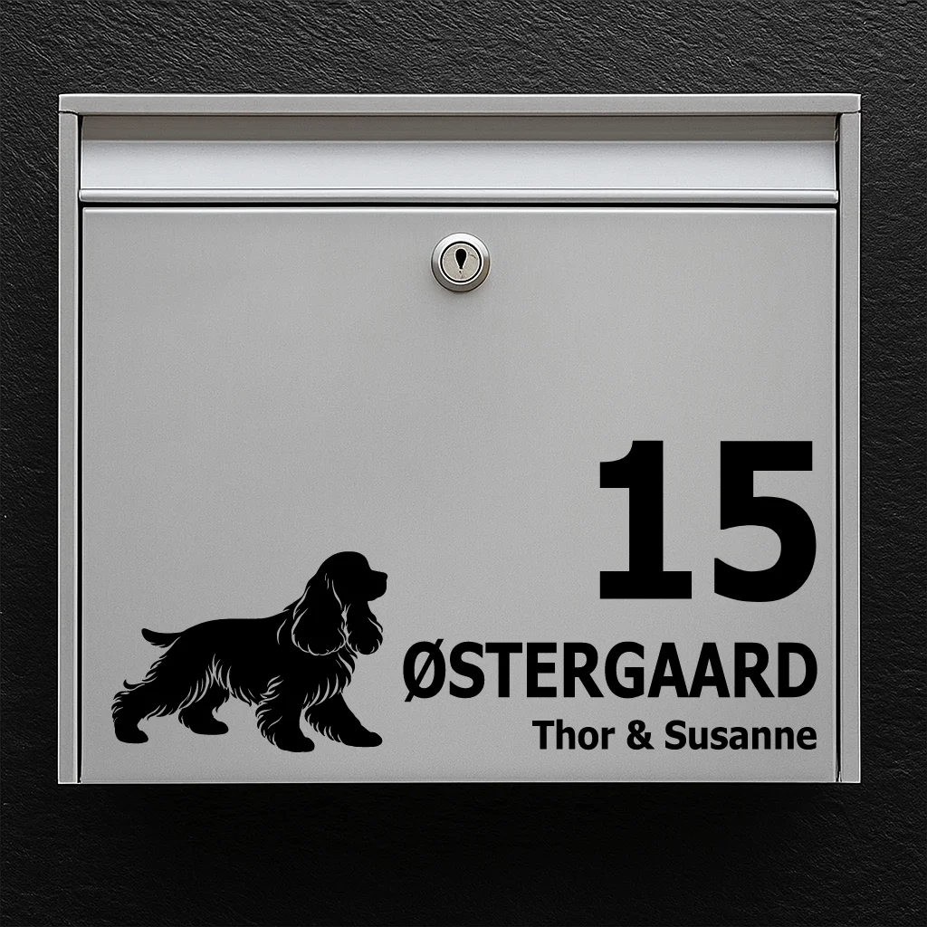 Postkassesticker med amerikansk cocker spaniel