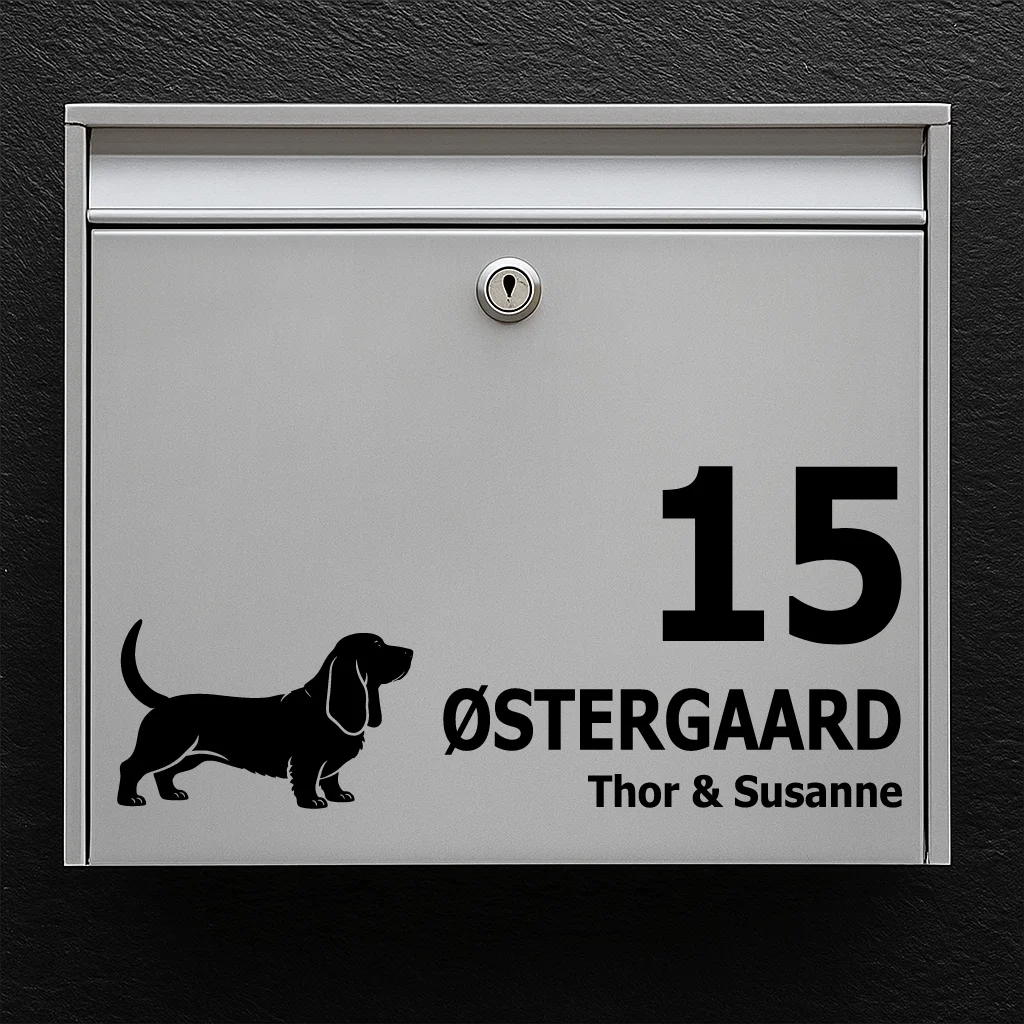 Mailbox sticker with Basset Hound