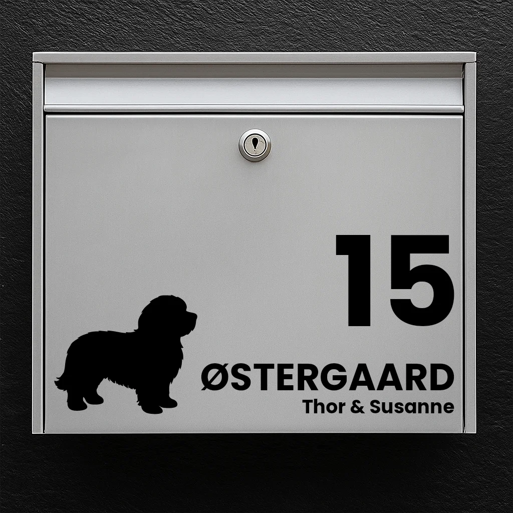 Brievenbussticker met katoenen hondje