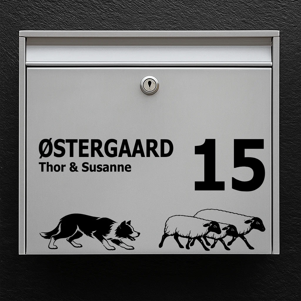 Mailbox sticker with Border Collie with Sheep