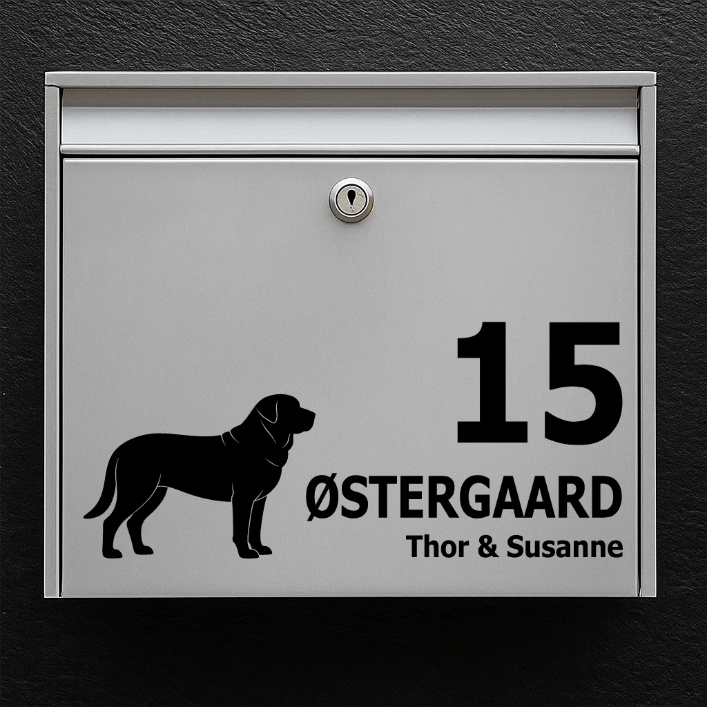 Mailbox sticker with broholmer