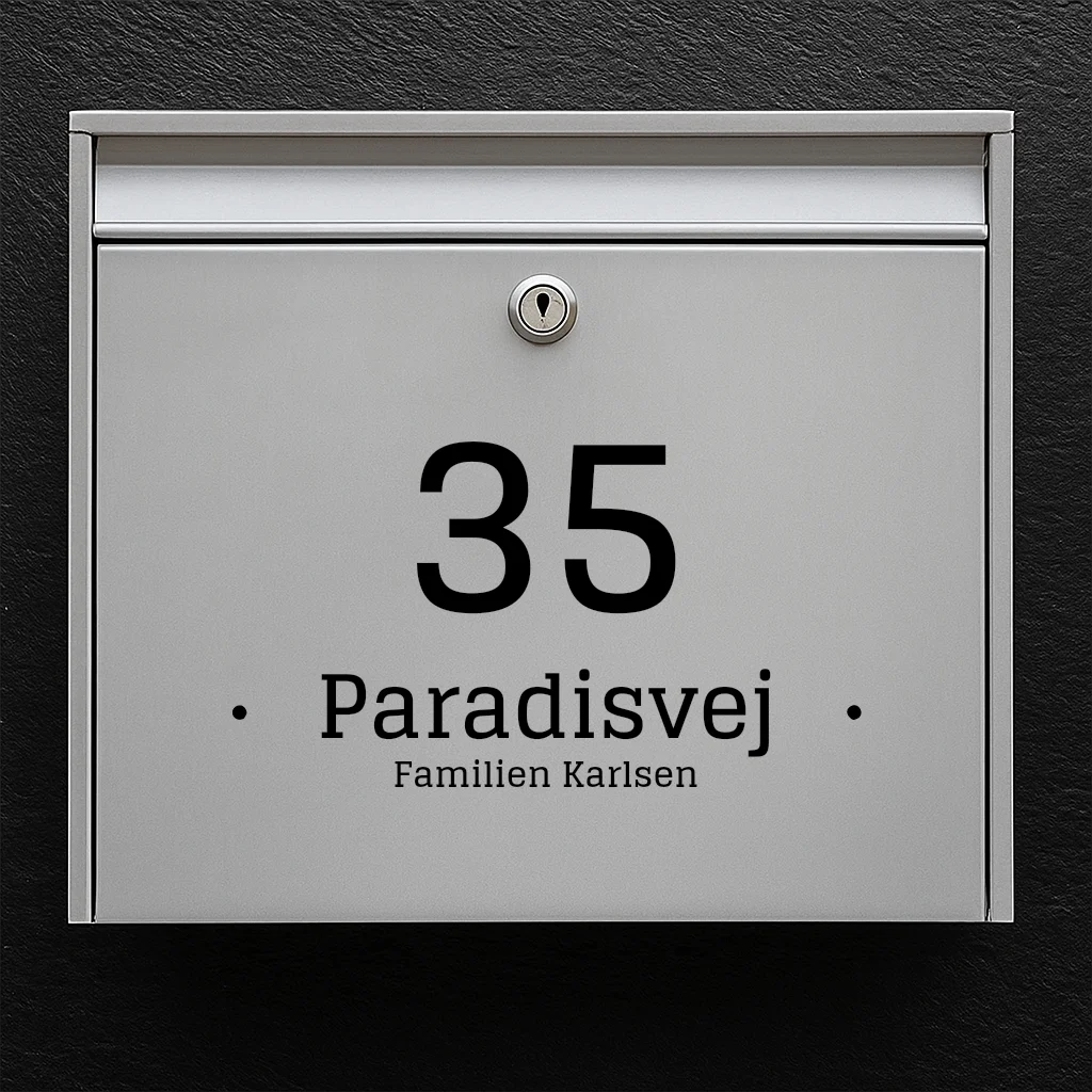 Mailbox sticker – large house number with center line (street name or family name)
