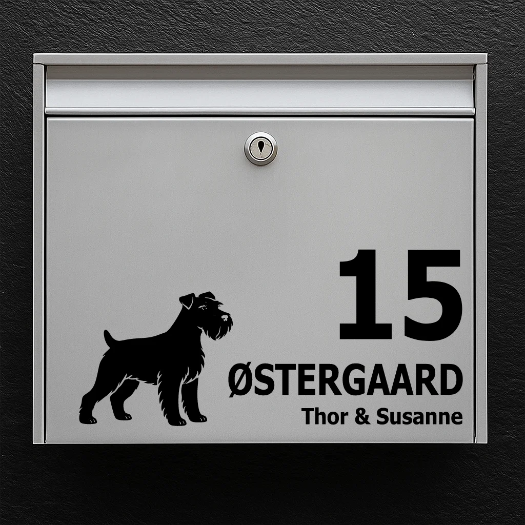 Postkassesticker med dværgschnauzer