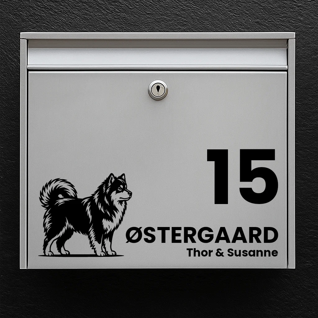 Brievenbussticker met Finse Lappenhond