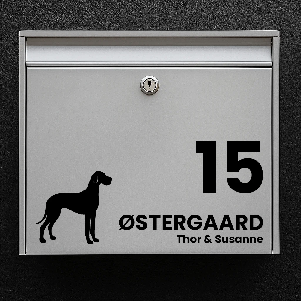 Briefkastenaufkleber mit Dogge