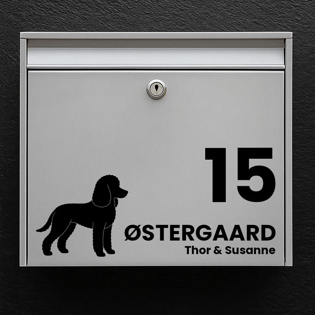 Postkassesticker med puddel