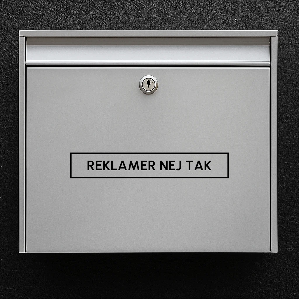 Postkassesticker – “Ingen reklamer tak” i rektangulær ramme