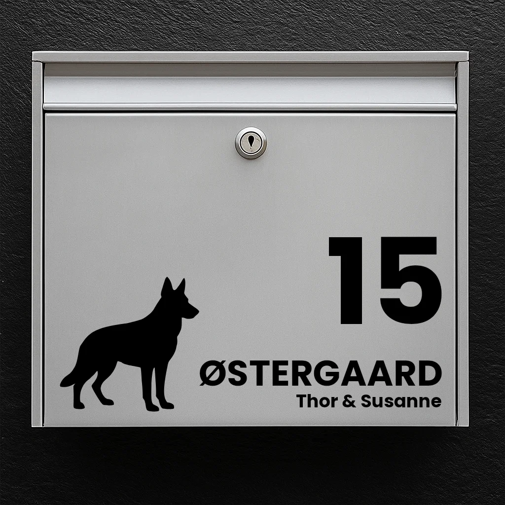 Postkassesticker med Schæfer