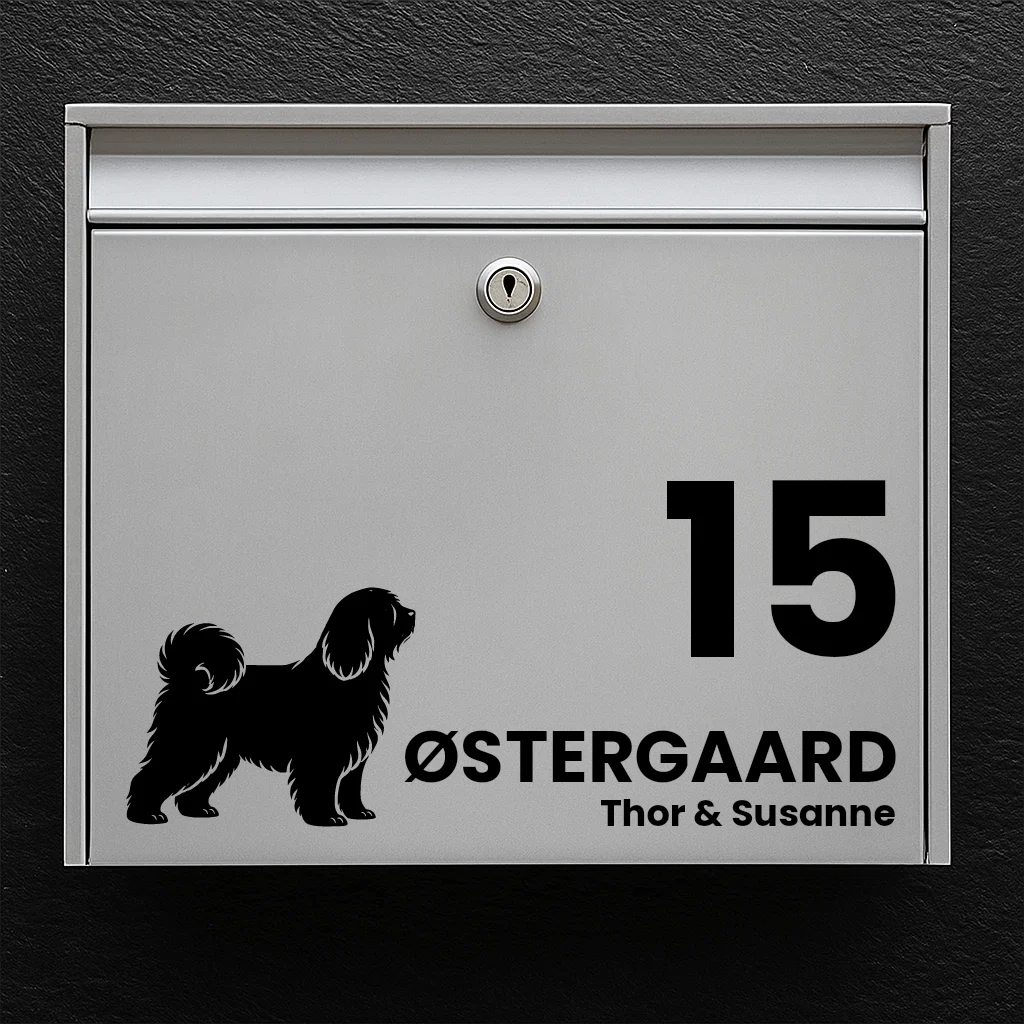 Mailbox sticker with Tibetan Terrier