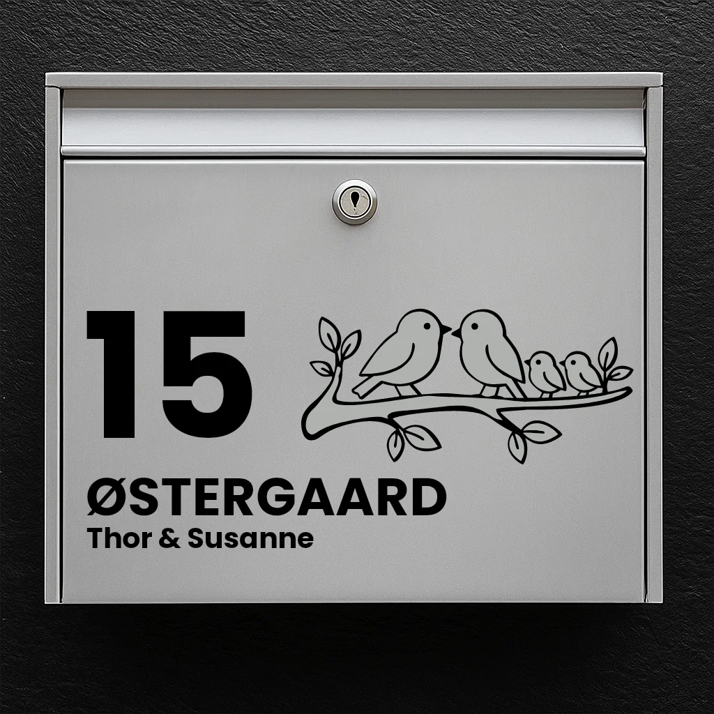 Mailbox sticker with birds on branch